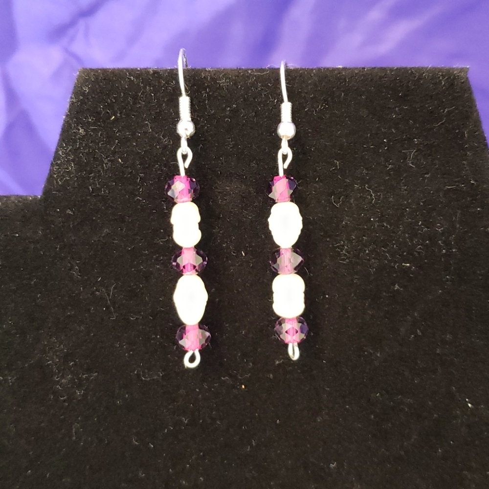 Fresh Water Pearl and Purple Earrings